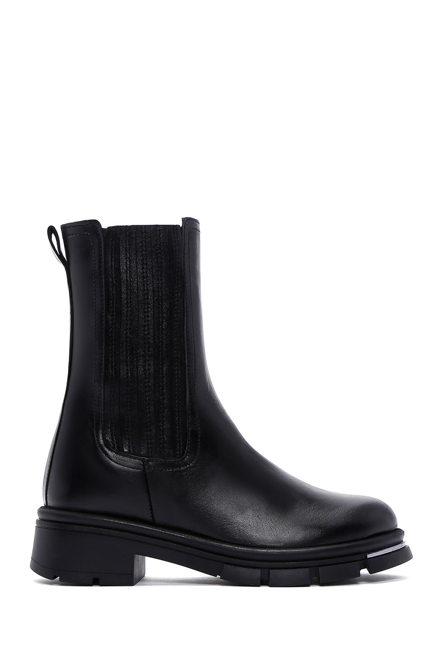 Woman Black Zippered Thick Sole Leather Boat 25WFD180318 | Derimod