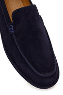 Men's Navy Blue Suede Leather Loafer | Derimod