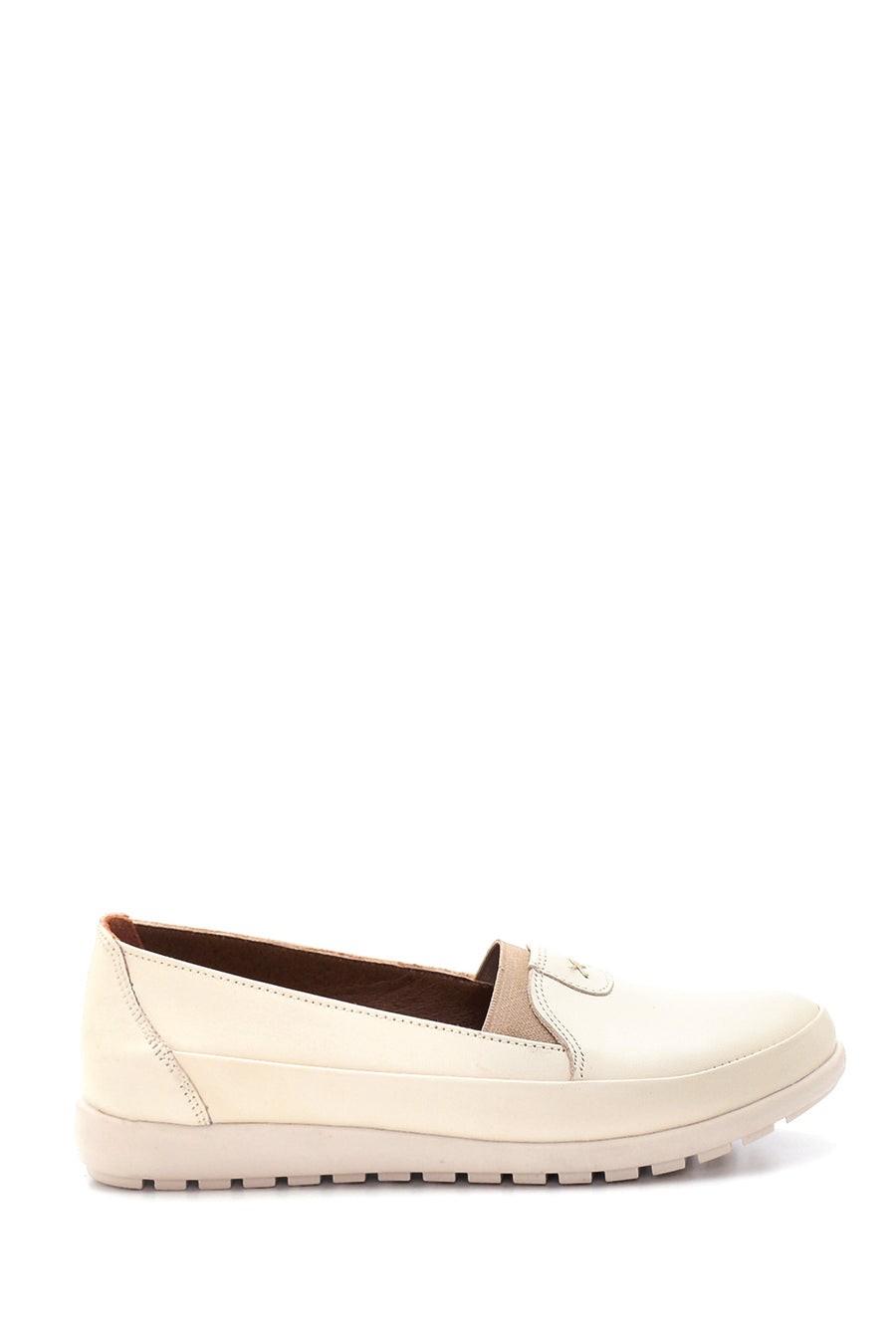 Women's Beige Leather Comfort Loafer 22SFD420418 | Derimod