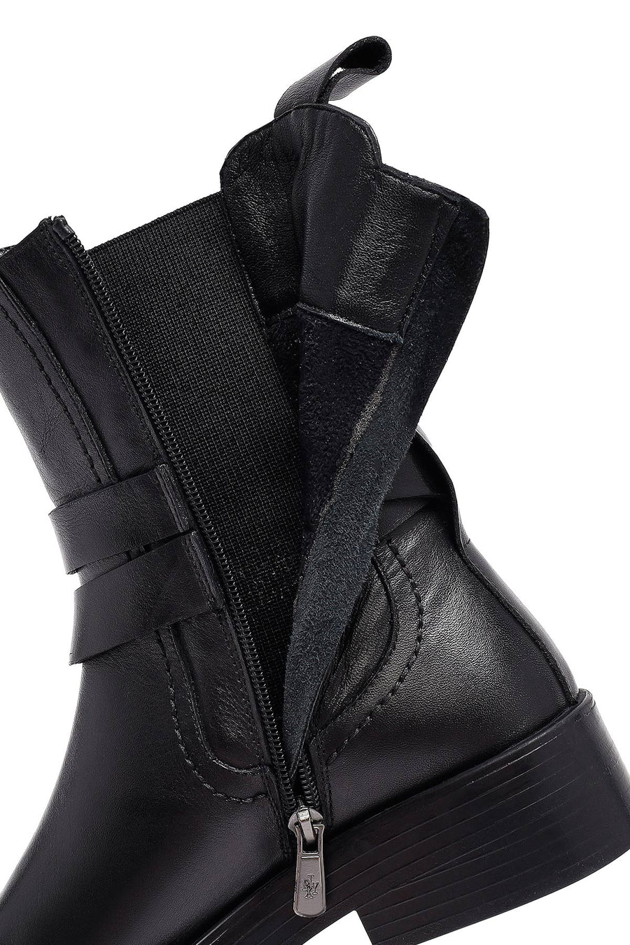 Women's Black Zippered Leather Boots