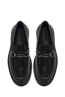 Men's Black Buckled Thick-Soled Leather Loafer | Derimod