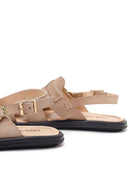 Woman Beige Suede Leather Sandals | Derimod