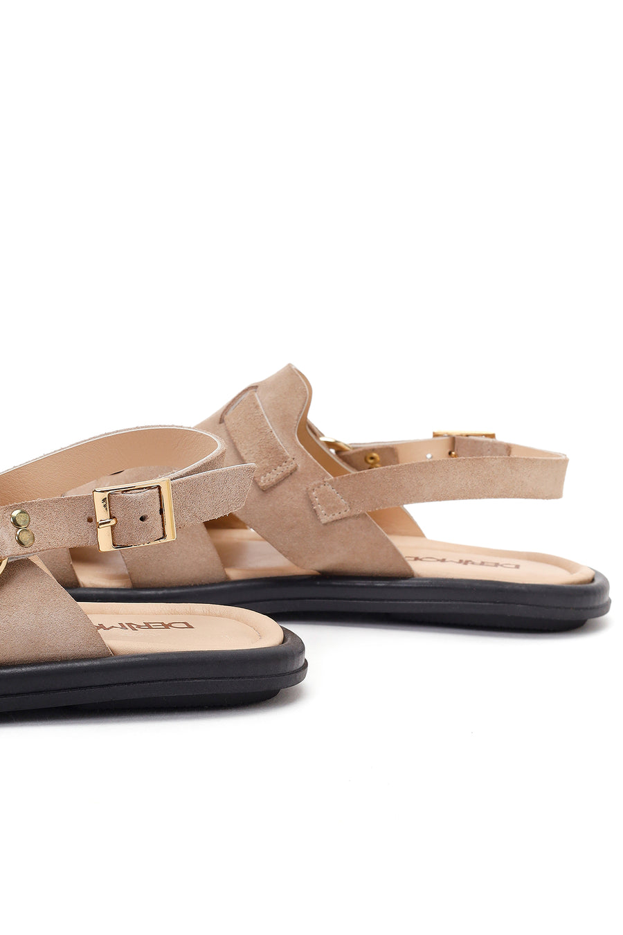 Woman Beige Suede Leather Sandals