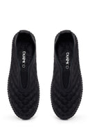 Woman Black Patterned Leather Comfort Shoes | Derimod