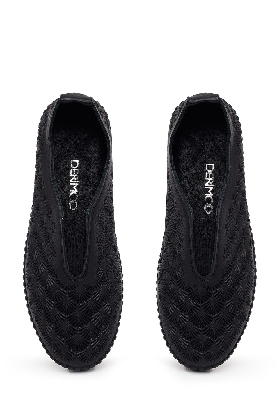 Woman Black Patterned Leather Comfort Shoes