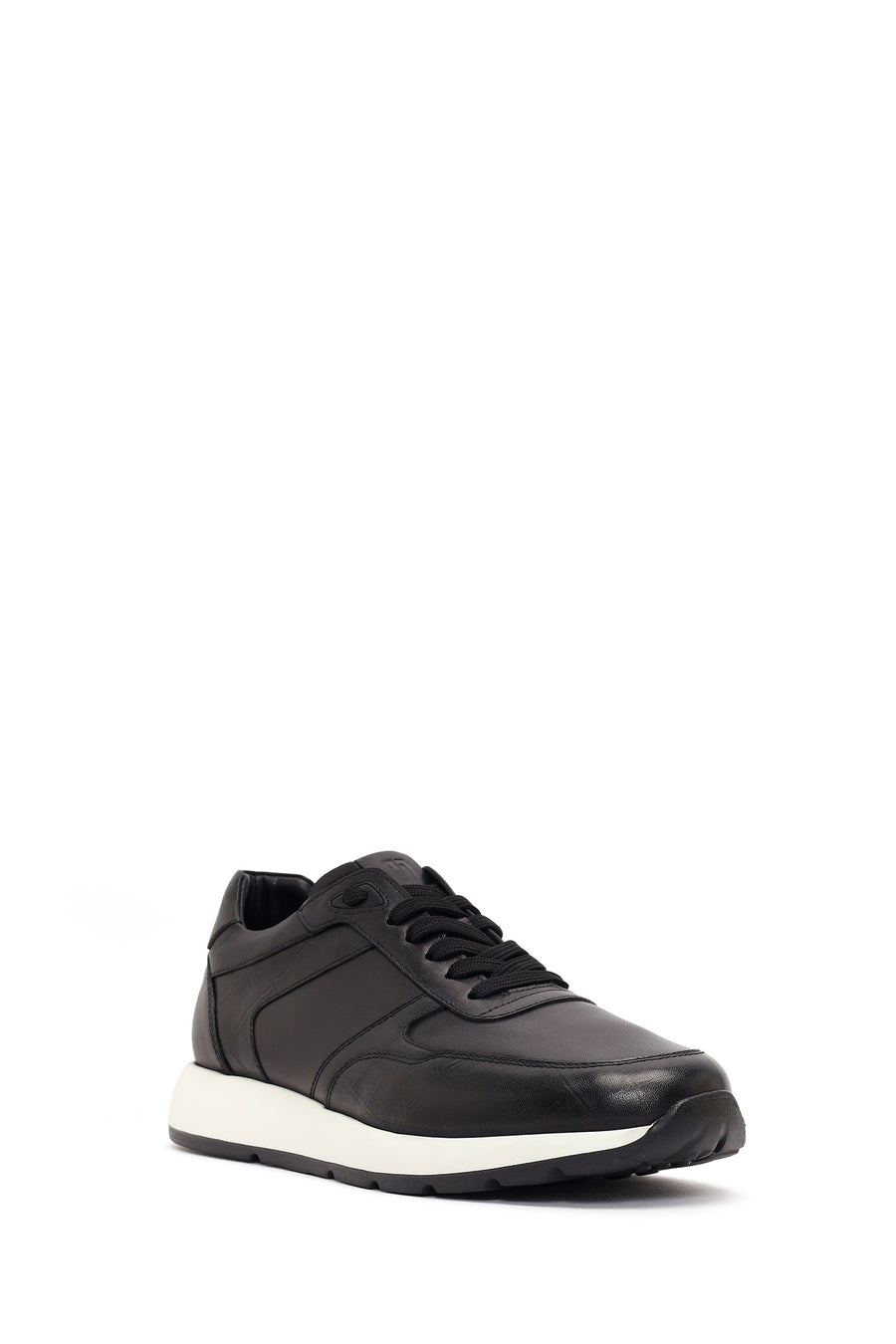 Male Black Lace-Up Leather Sneaker