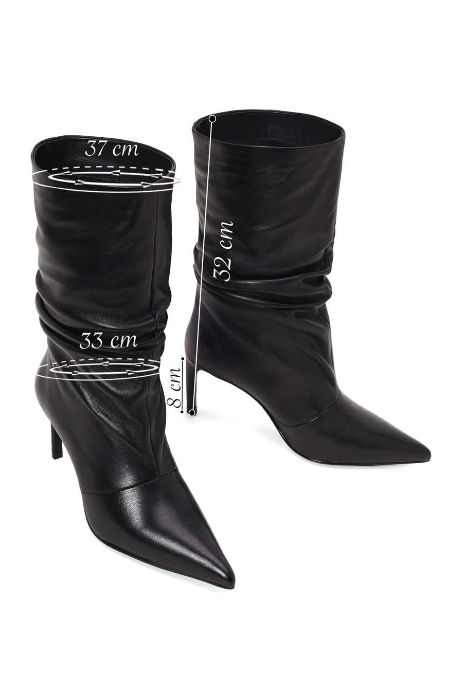 Woman Black Thin High-Heeled Leather Boots