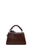 Woman Brown Long-Strap Croc-Pattern Classic Shoulder Bag | Derimod