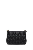 Woman Black Quilted Crossbody Bag with Chain Strap | Derimod