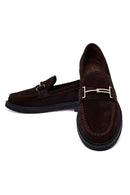 Kadın Kahverengi Tokalı Süet Deri Maskülen Loafer | Derimod