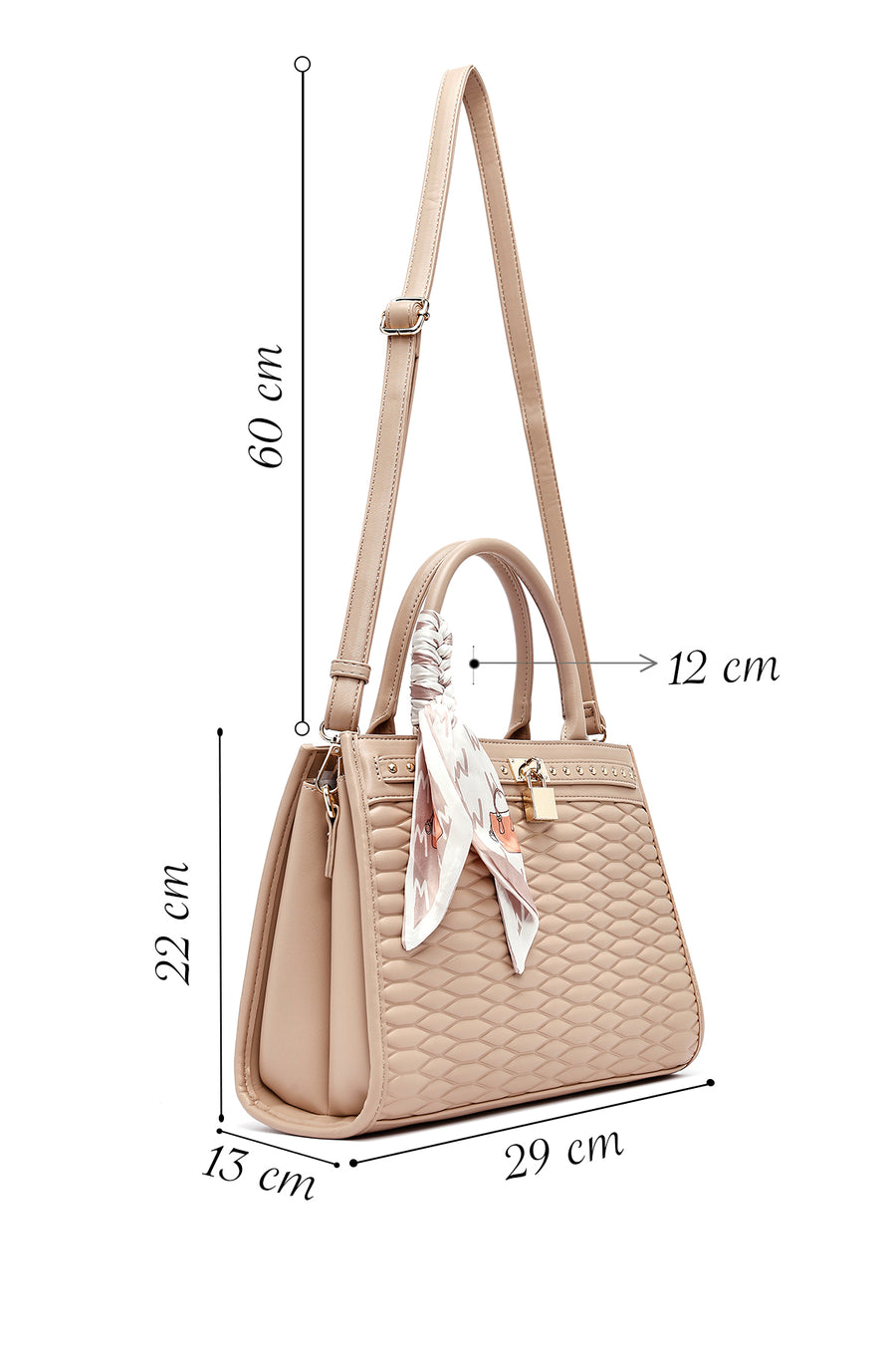 Women's Cream Long Strap Quilted Handbag