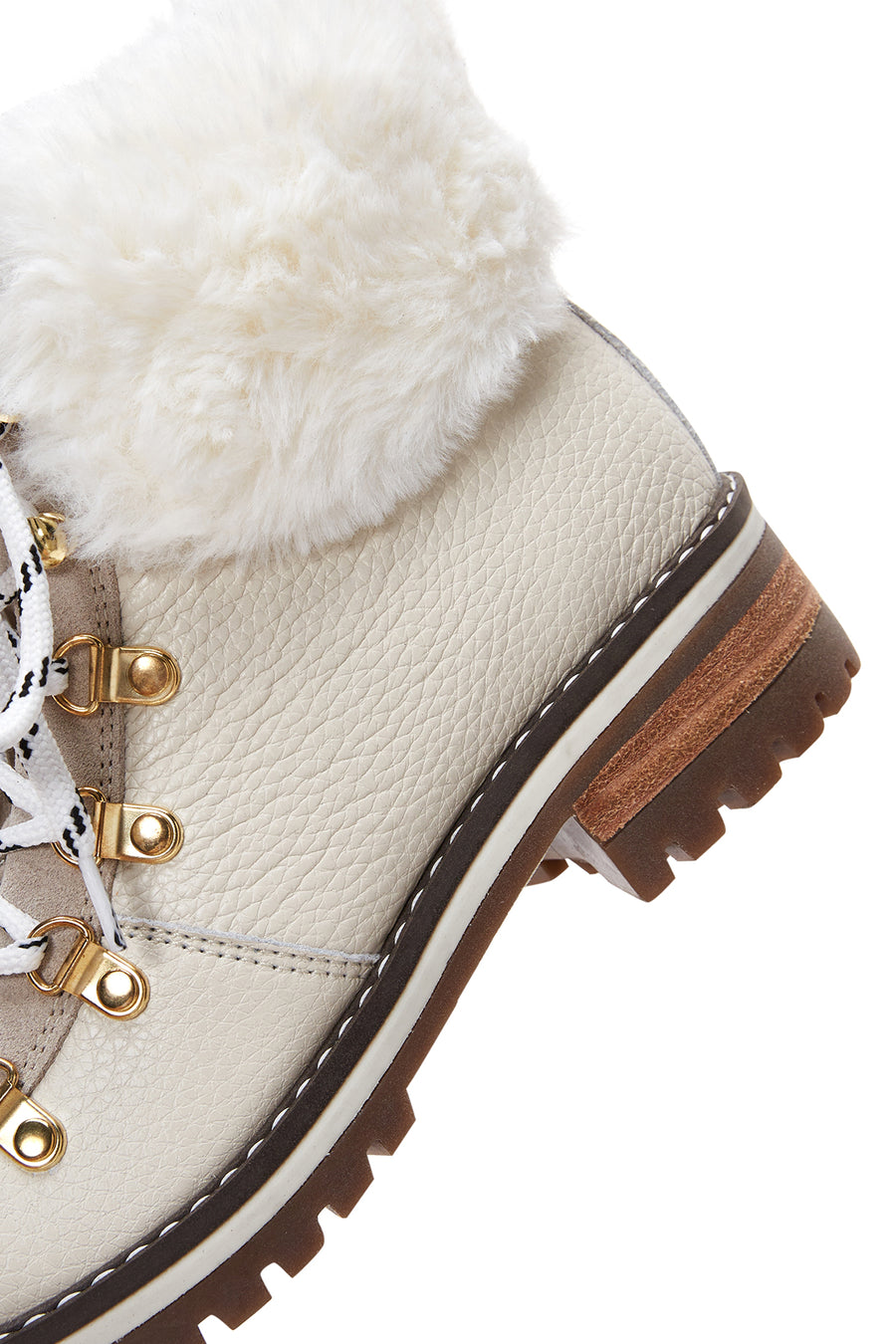 Women's White Leather Lace-up Plush Casual Boots