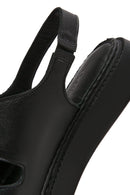 Women's Black Thick Soled Leather Comfort Sandals | Derimod