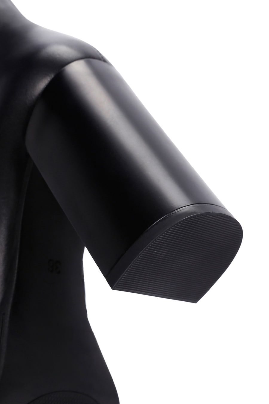 Women's Black Zippered Thick Heeled Leather Boots
