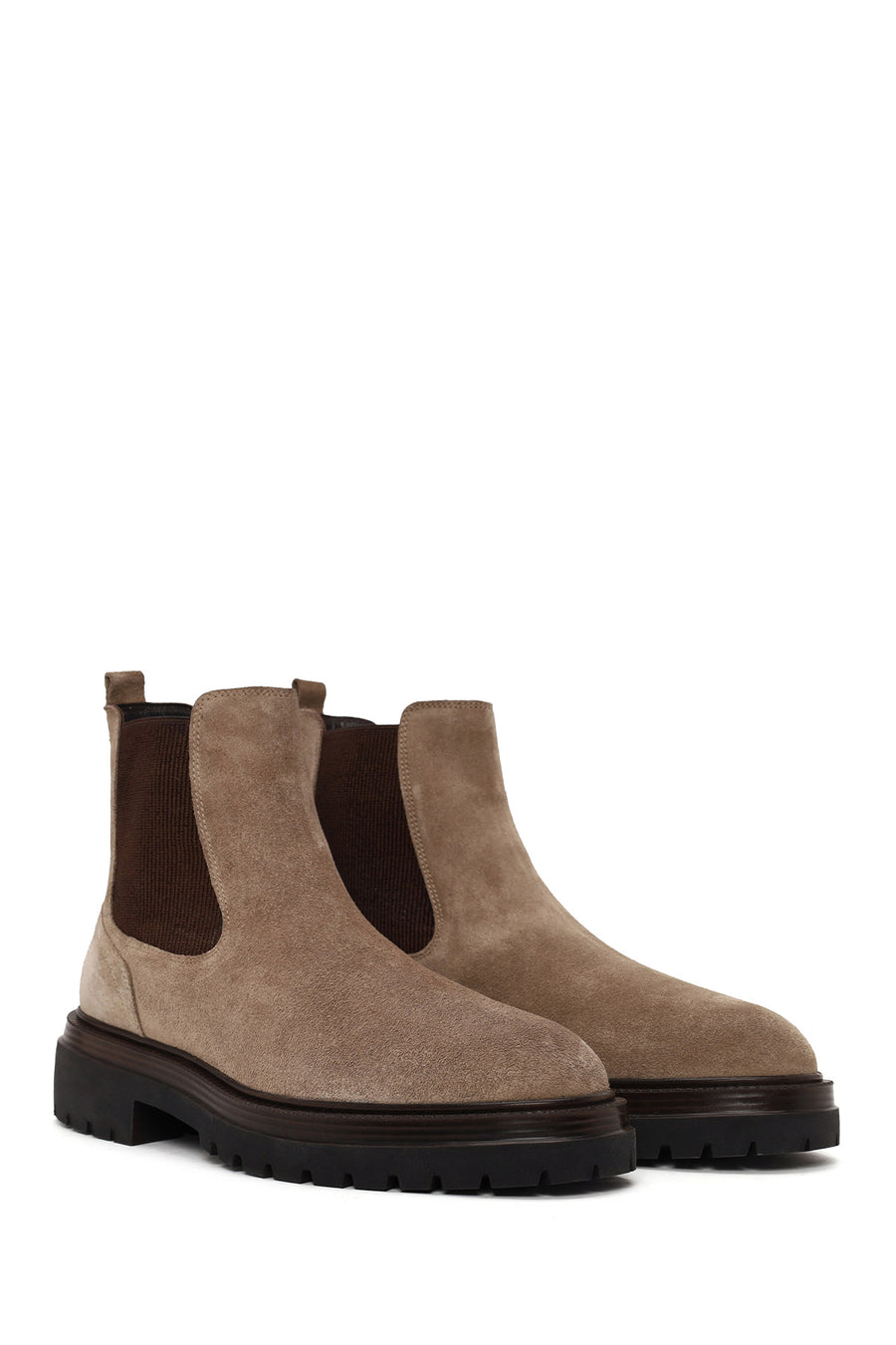 Male Beige Thick-Soled Suede Chelsea Boots