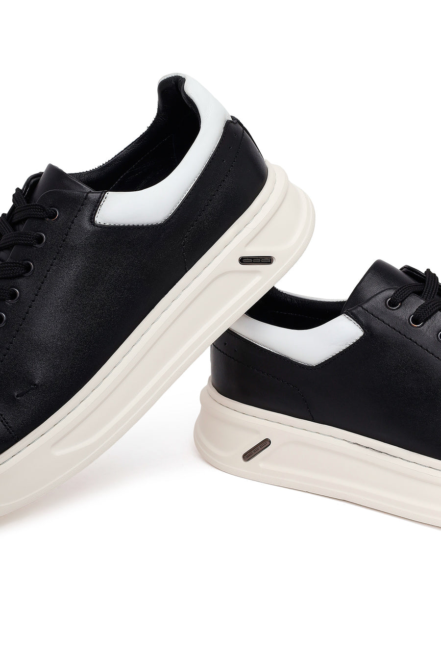 Erkek Siyah Bağcıklı Deri Sneaker