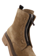 Women's Brown Zippered Suede Leather Boots | Derimod