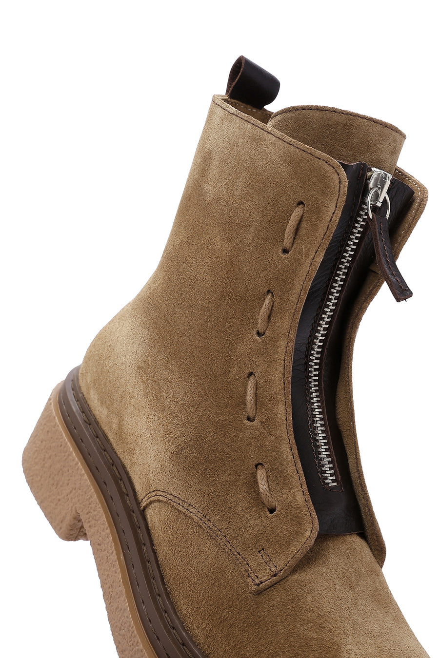 Women's Brown Zippered Suede Leather Boots