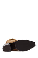 Woman Mink Chunky Heel Suede Leather Cowboy Boots | Derimod
