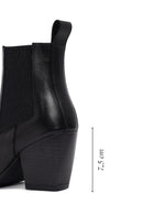 Women's Black Thick Heeled Leather Chelsea Boot | Derimod