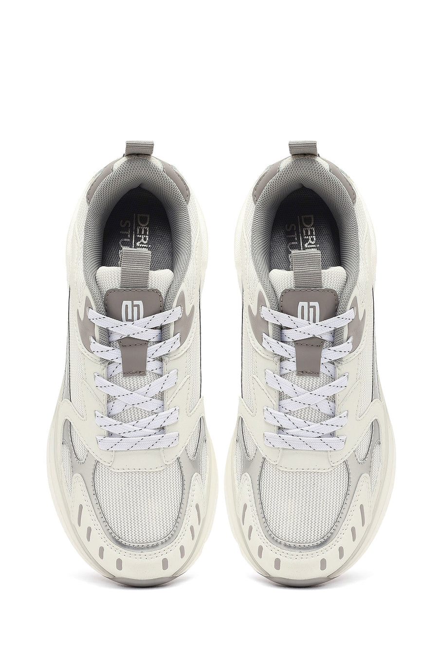 Derimod Studio Women's Silver Lace-Up Thick-Soled Sneaker
