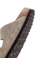 Birkenstock Women's Mink Suede Leather Double Buckle Arizona Sfb Flat Slippers | Derimod