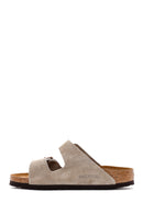 Birkenstock Women's Mink Suede Leather Double Buckle Arizona Sfb Flat Slippers | Derimod