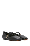 Women's Black Banded Leather Ballerinas | Derimod