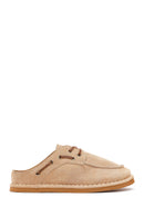 Women's Beige Suede Leather Slippers | Derimod