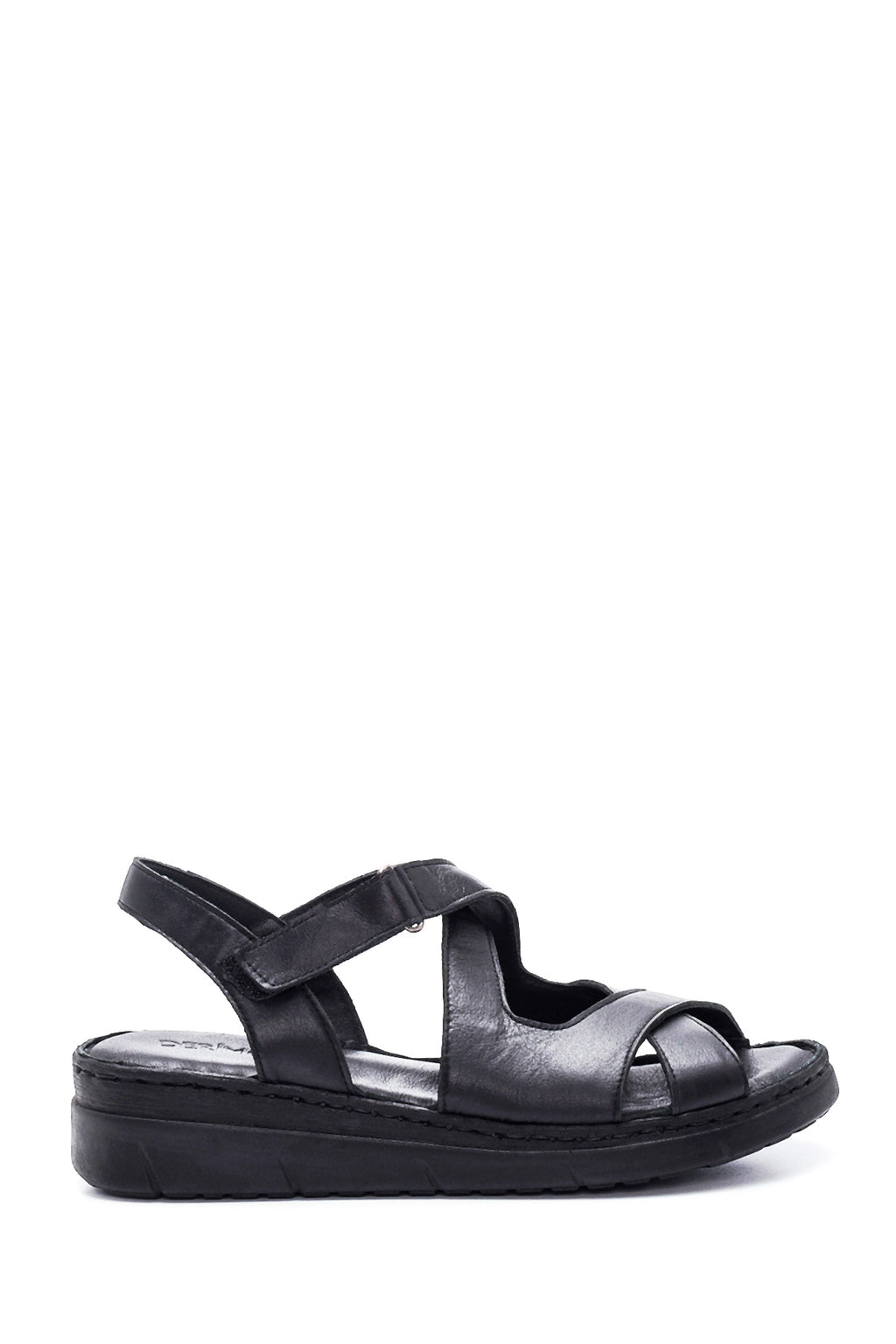 Kadın Siyah Deri Comfort Sandalet