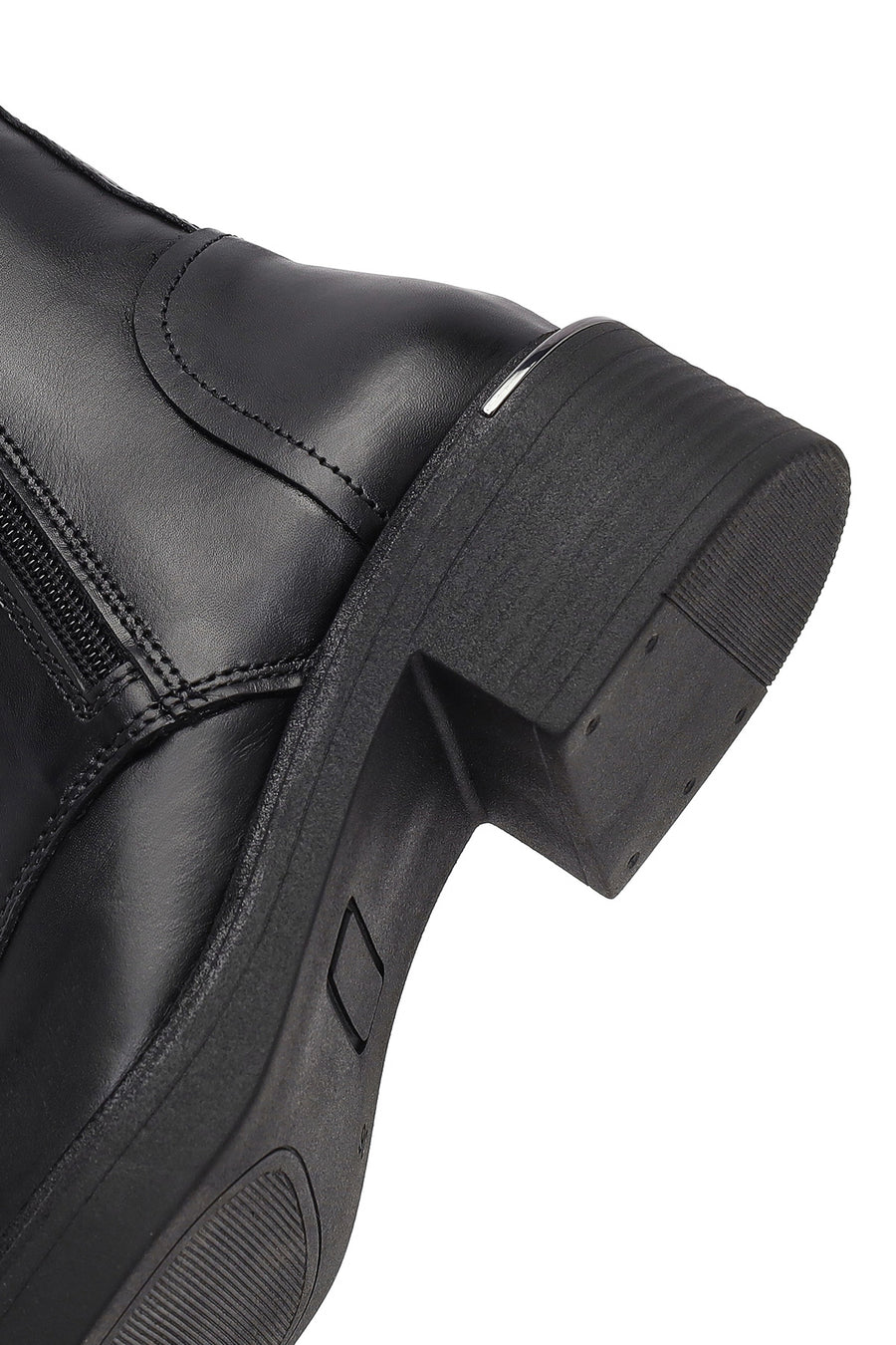 Women's Black Lace-Up Zipper Leather Combat Boots