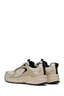 Geox Women Beige D Zarvıa A - Mesh+Pearl.Gbk Lace-Up Thick Sole Leather Sneaker | Derimod