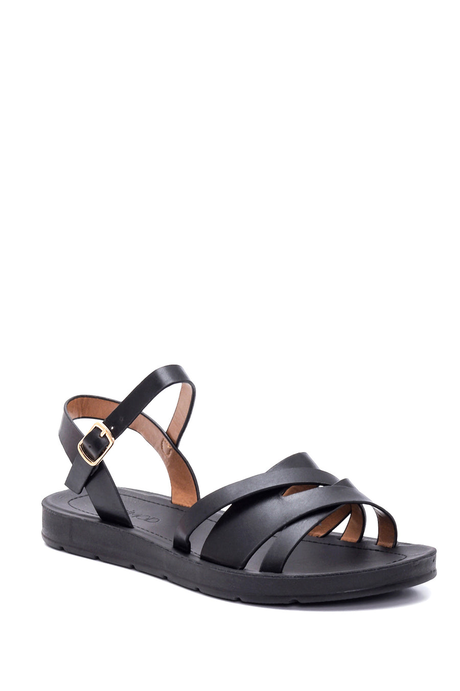 Women's Black Casual Heeled Sandals