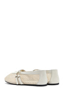 Women's Beige Buckled Mesh Fabric Ballerinas | Derimod