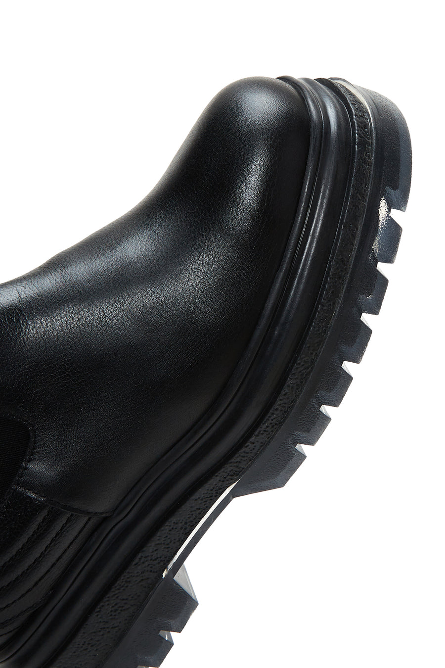 Women's Black Leather Thick Soled Chelsea Boots