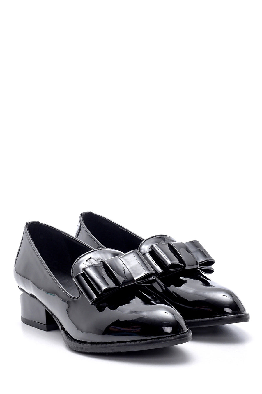 Women's Patent Leather Heel Detailed Shoes
