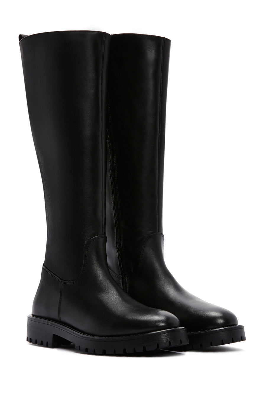 Women's Black Zippered Leather Boots