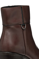 Geox Women's Brown New Asheel Zippered Thick Heel Leather Boots | Derimod