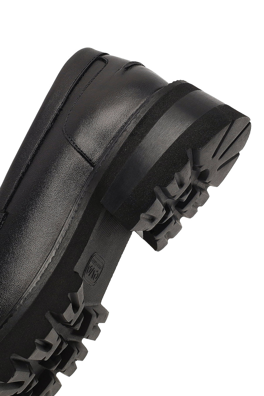 Woman Black Thick-Soled Leather Masculine Loafer
