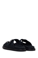 Male Black Strap Suede Slipper | Derimod