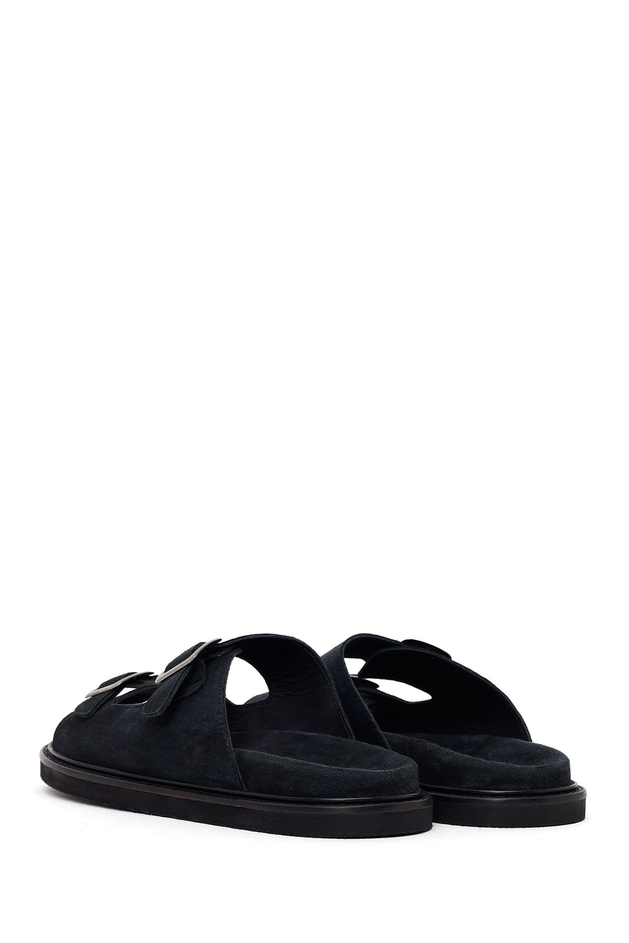 Male Black Strap Suede Slipper