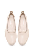 Woman Cream Wedge Leather Comfort Loafers | Derimod