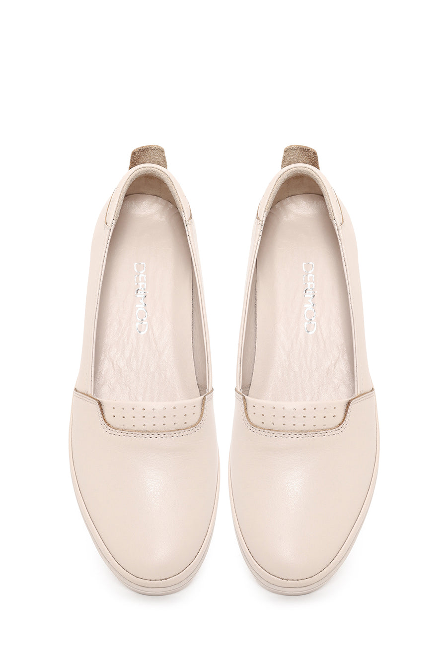 Woman Cream Wedge Leather Comfort Loafers