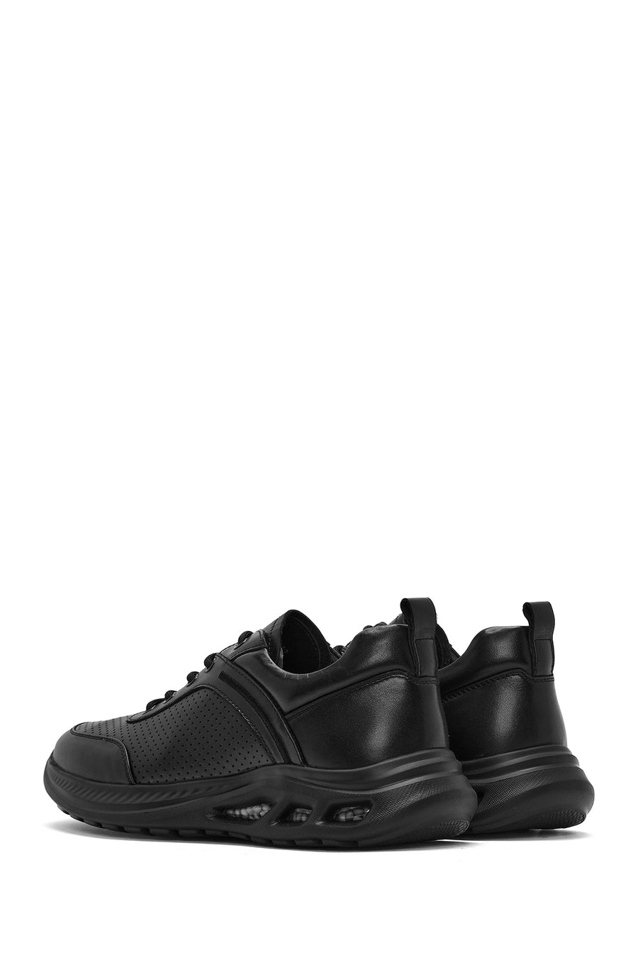 Men's Black Lace-up Leather Sneaker
