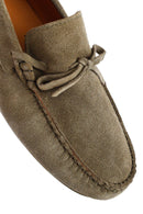 Men's Khaki Suede Leather Loafer | Derimod