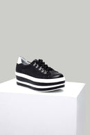 High-Sole Women's Leather Sneaker | Derimod
