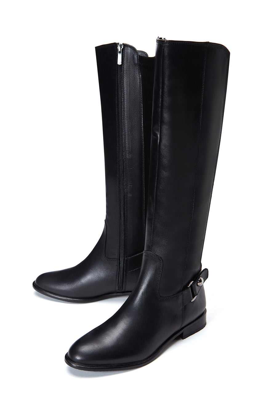 Women's Black Zipper Buckle Detail Boots