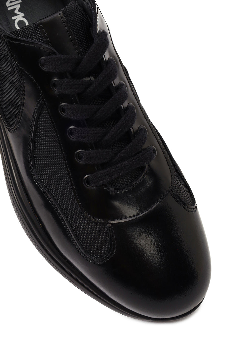 Men's Black Lace-Up Thick-Soled Leather Casual Sneaker