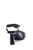 Women's Black Braided Heeled Sandals | Derimod