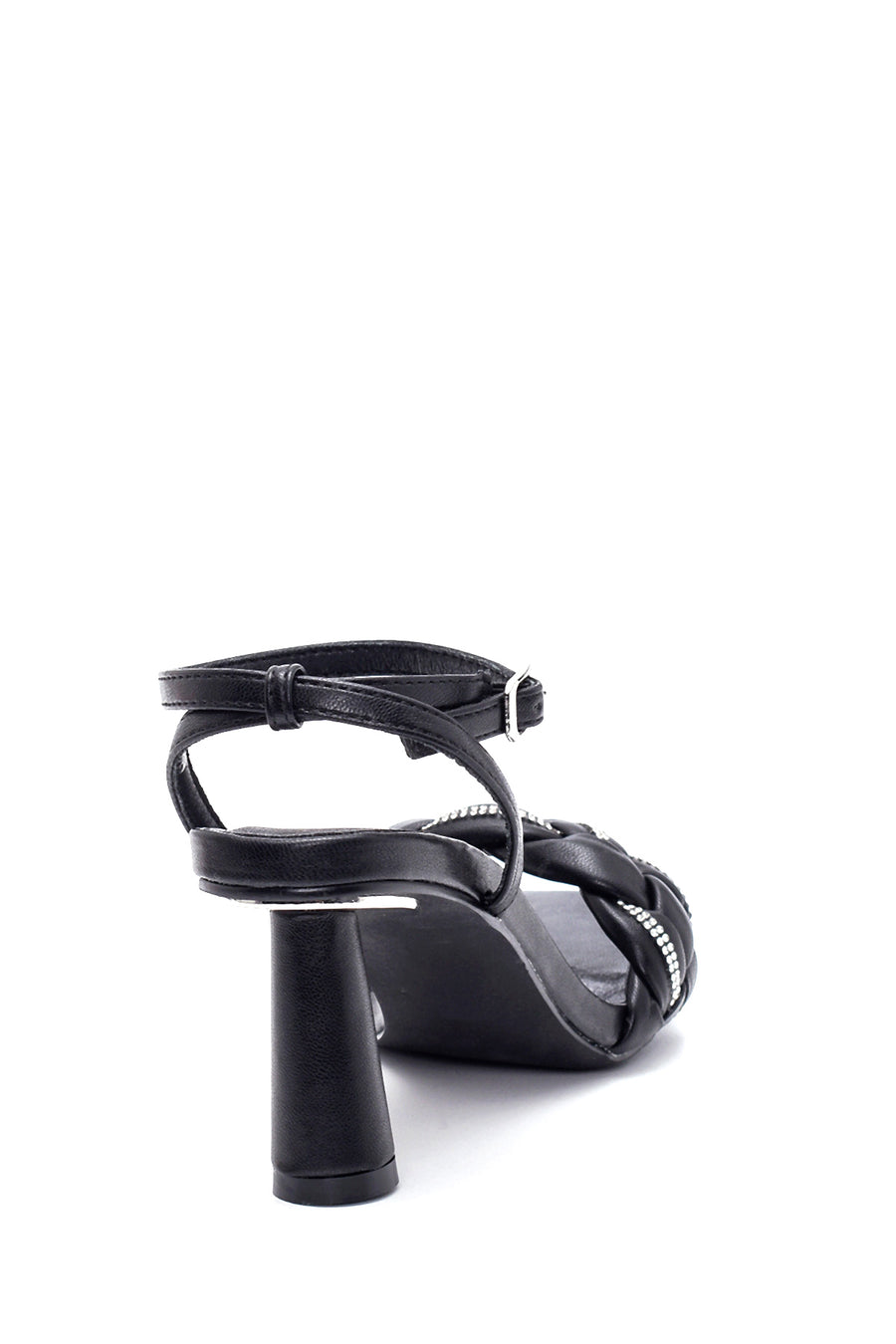 Women's Black Braided Heeled Sandals